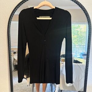 Enza Costa Black Ribbed Tunic Top size XS